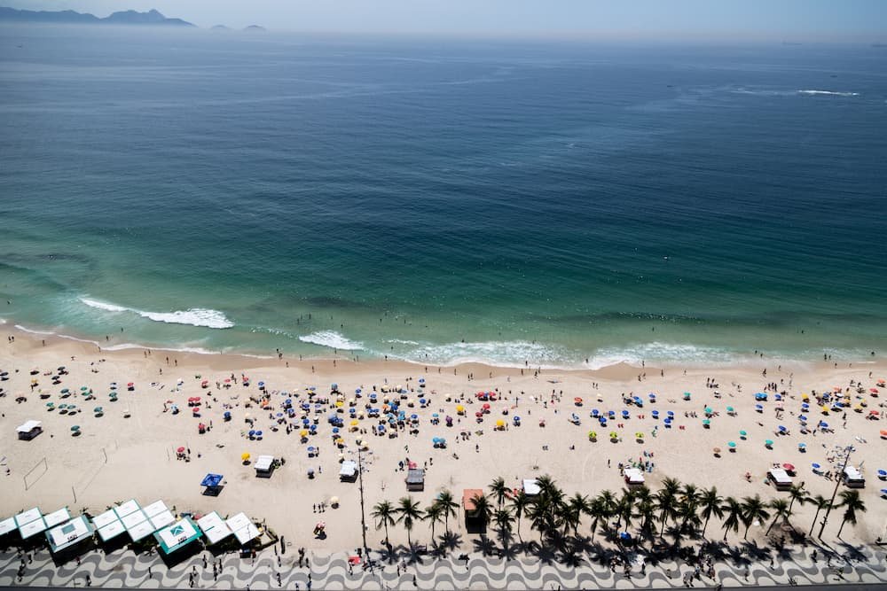 Vista aérea da Praia de Copacabana.